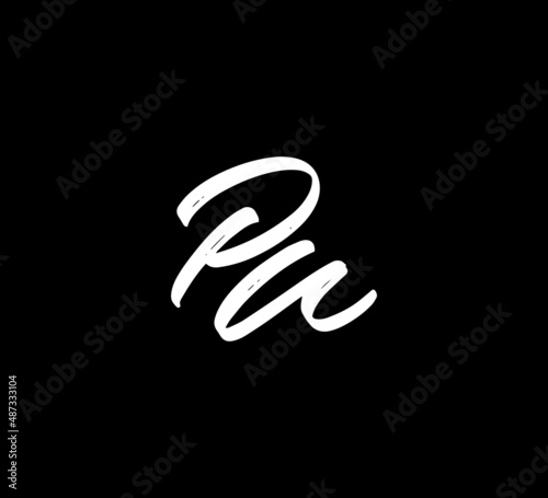 White Vector Letters Logo Brush Handlettering Calligraphy Style In Black Background Initial pu