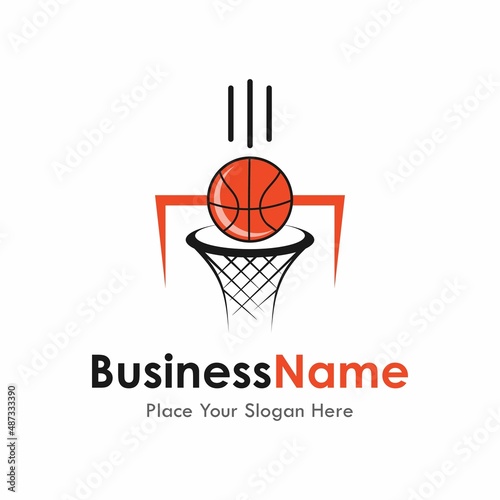 Basketball and ring vector logo template. Suitable for business, sport, web, health, hobby and art