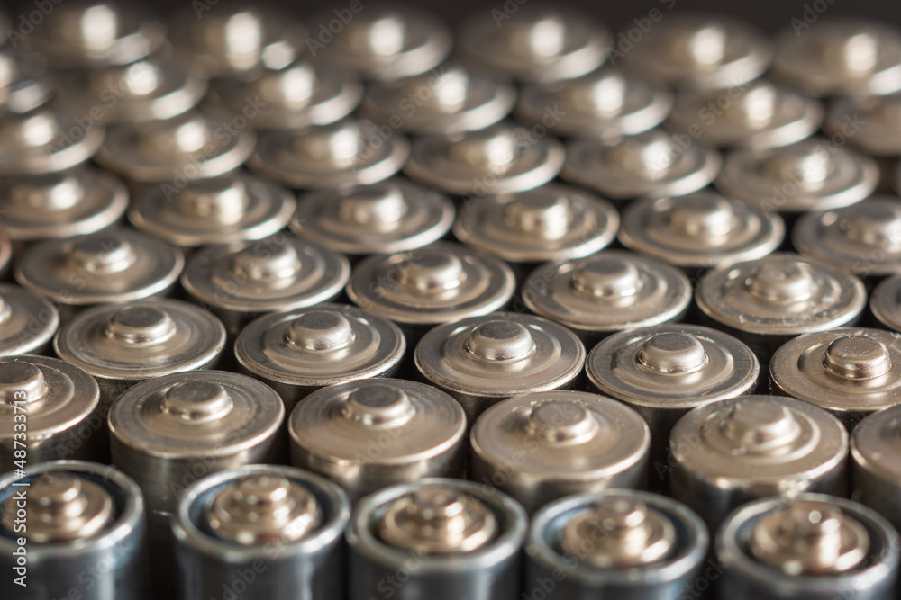 AA batteries background closeup view AA batteries background closeup view