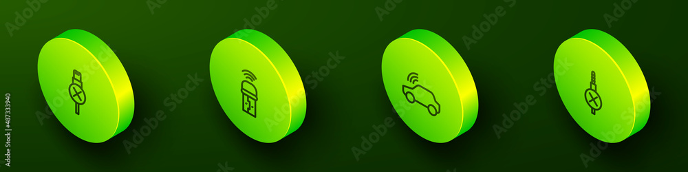 Set Isometric line No usb cable cord, Usb wireless adapter, Smart car system and audio jack icon. Vector Set Isometric line No usb cable cord, Usb wireless adapter, Smart car system and audio jack icon. Vector