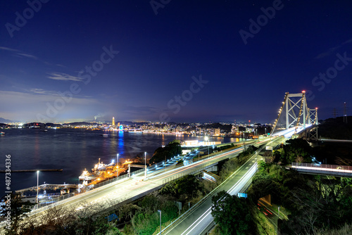 和布刈公園展望台から見た夜景　福岡県北九州市　Night view seen from the Mekari Park observatory. Fukuoka-ken Kitakyusyu city © M・H