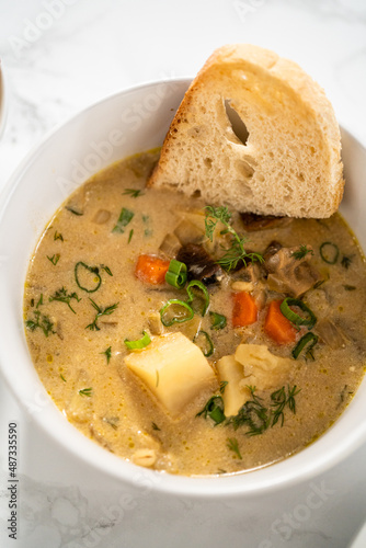 Creamy wild mushroom soup