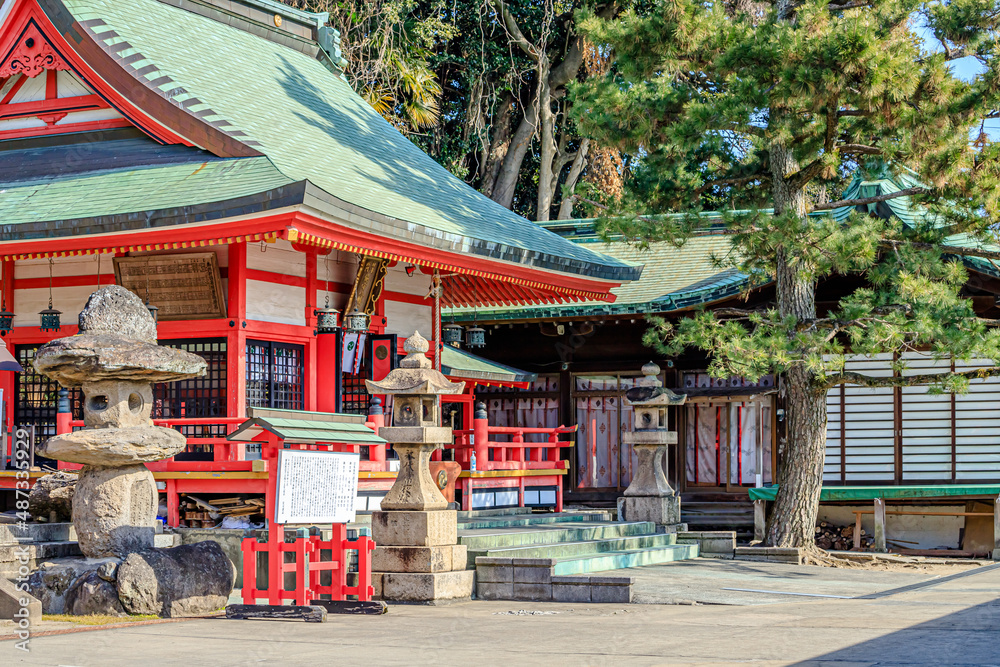 冬の赤間神宮 鎮守八幡宮 山口県下関市 Akama Shrine in winter. Yamaguchi-ken shimonoseki city 冬の赤間神宮 鎮守八幡宮 山口県下関市 Akama Shrine in winter. Yamaguchi-ken shimonoseki city