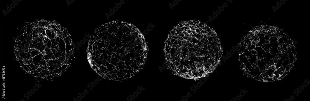 Vector futuristic sphere of particles and lines. Network connection big data. Abstract technology background.