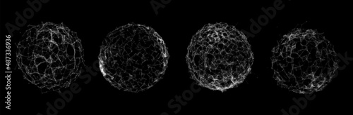 Vector futuristic sphere of particles and lines. Network connection big data. Abstract technology background.
