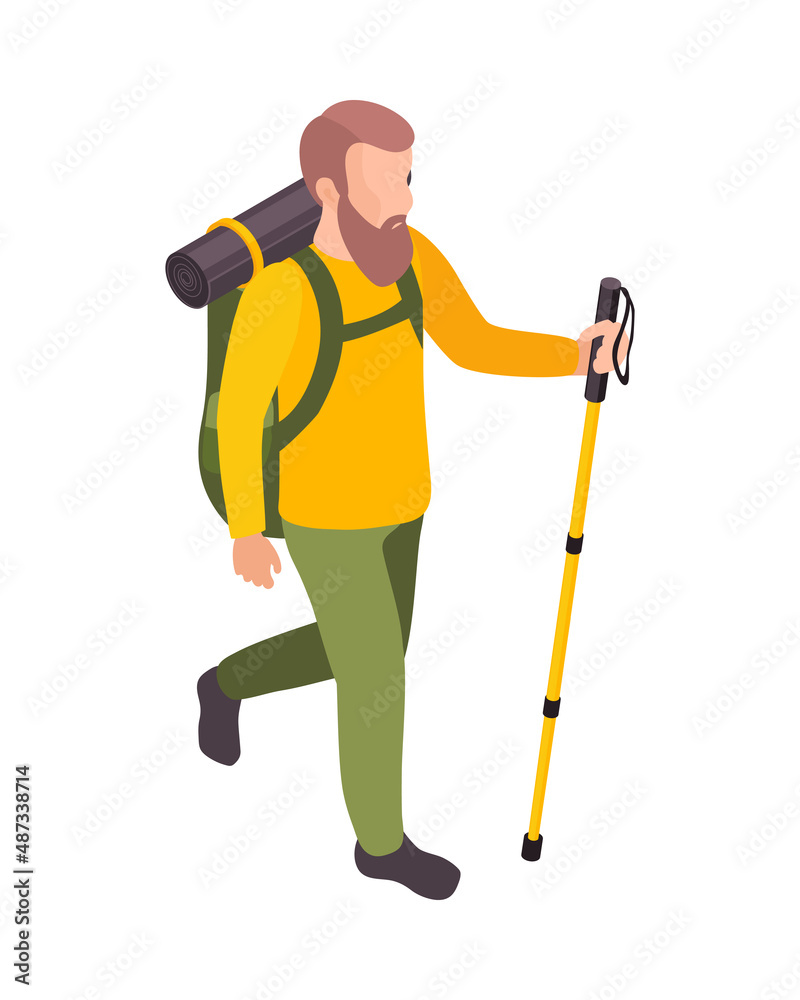 Hiking Isometric Icon Hiking Isometric Icon