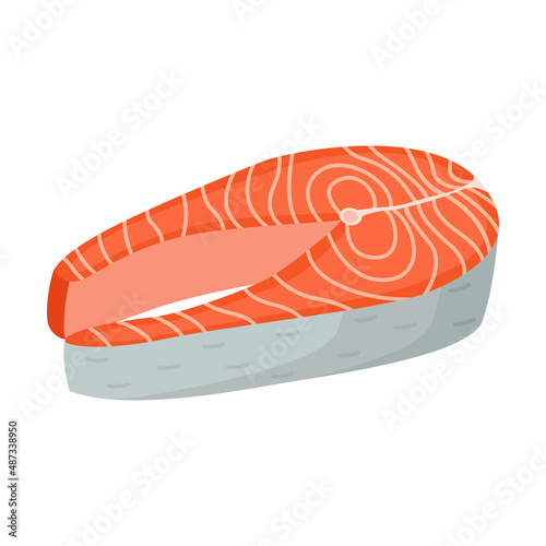 Steak of fish salmon, seafood. Healthy food, vector illustration