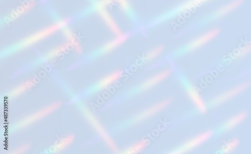 Refraction effect, wall with rainbow sunlight, holographic rays with transparency. Blurred overlay texture. Retro vector background.