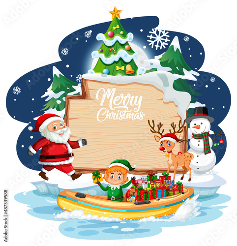 Empty banner with Santa Claus and friends