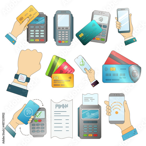 A set of elements for unlimited payment with a dark contour.