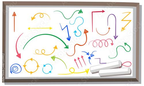 Coloured arrow doodles on board with chalks
