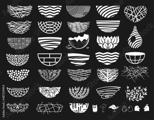 Set icons Birds Nest for a logo