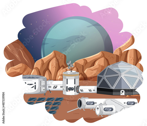 Isolated scene with space settlement