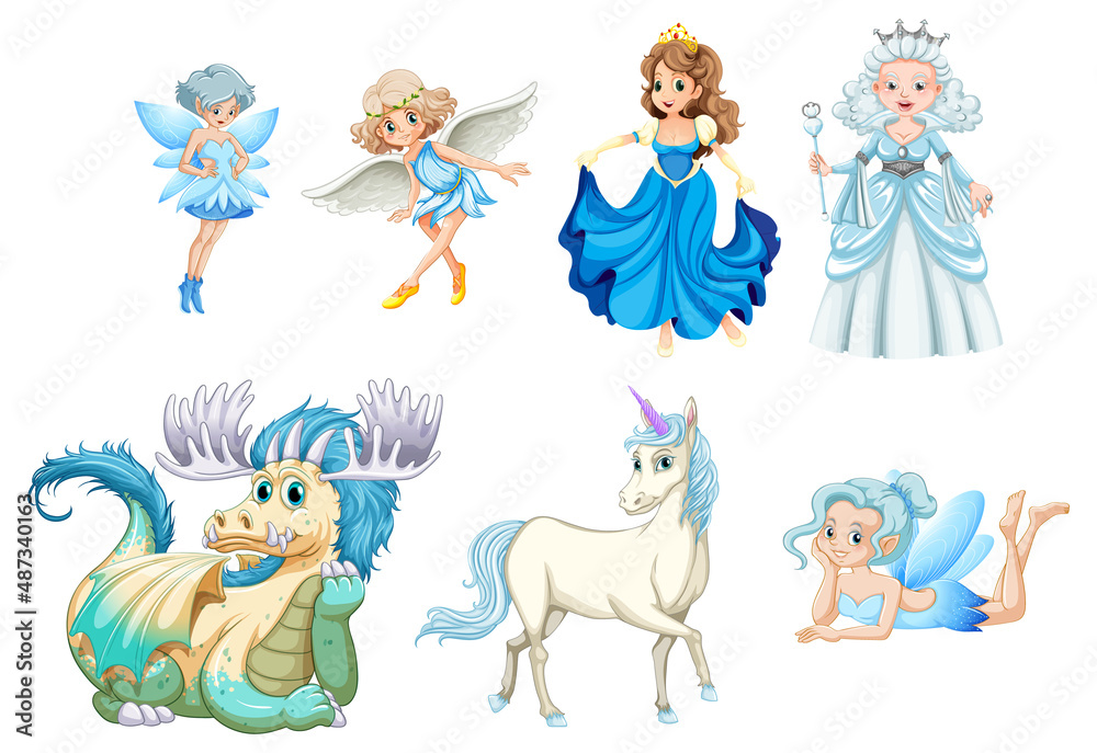 Fototapeta premium Set of fairy tale cartoon characters