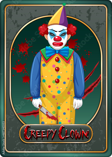 Creepy clown character game card template