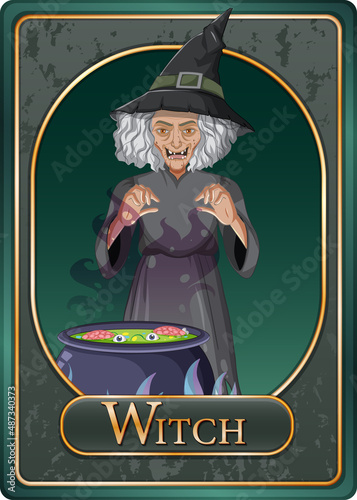 Old witch character game card template