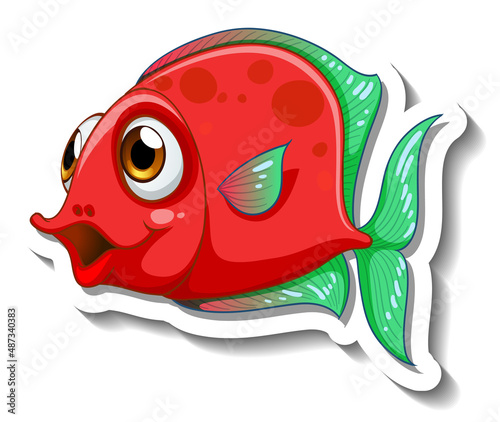 Sea Animal Cartoon Sticker with Cute Fish