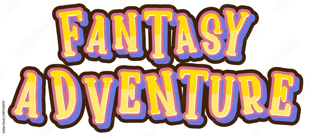 Fantasy Adventure text word in cartoon style