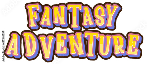 Fantasy Adventure text word in cartoon style