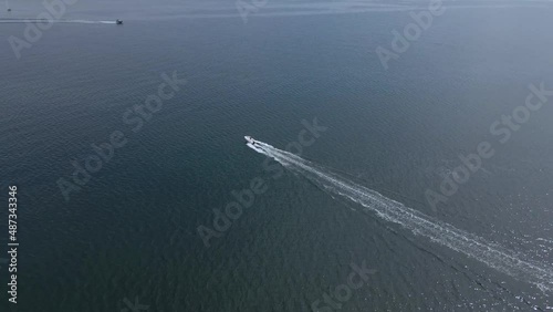Wallpaper Mural The boat from above on wide blue sea. Torontodigital.ca