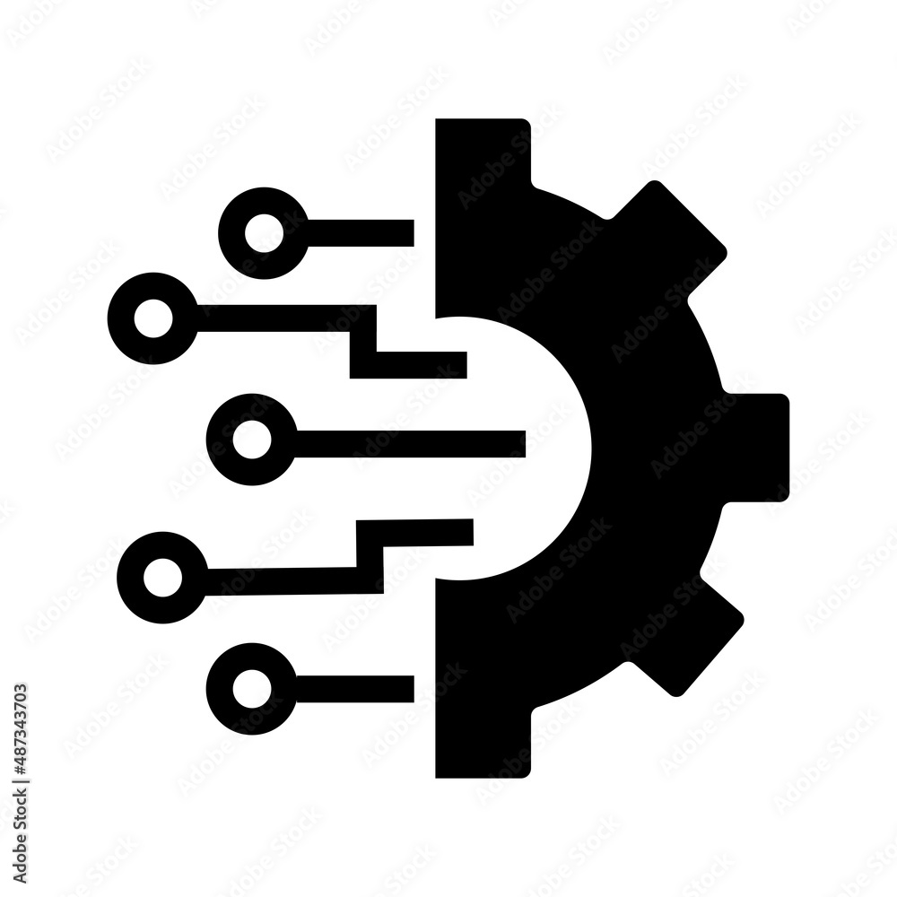 Gear smart ai icon. Simple illustration of gear smart ai vector icon for web design isolated on white background Gear smart ai icon. Simple illustration of gear smart ai vector icon for web design isolated on white background