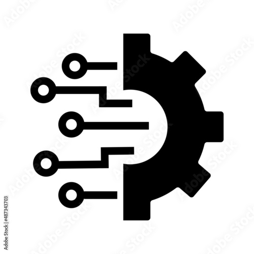 Gear smart ai icon. Simple illustration of gear smart ai vector icon for web design isolated on white background