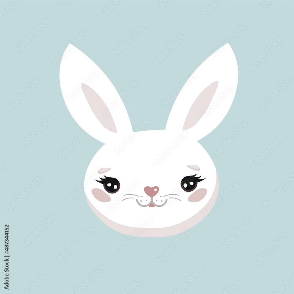 Fototapeta premium Cute white bunny. Vector stock illustration.