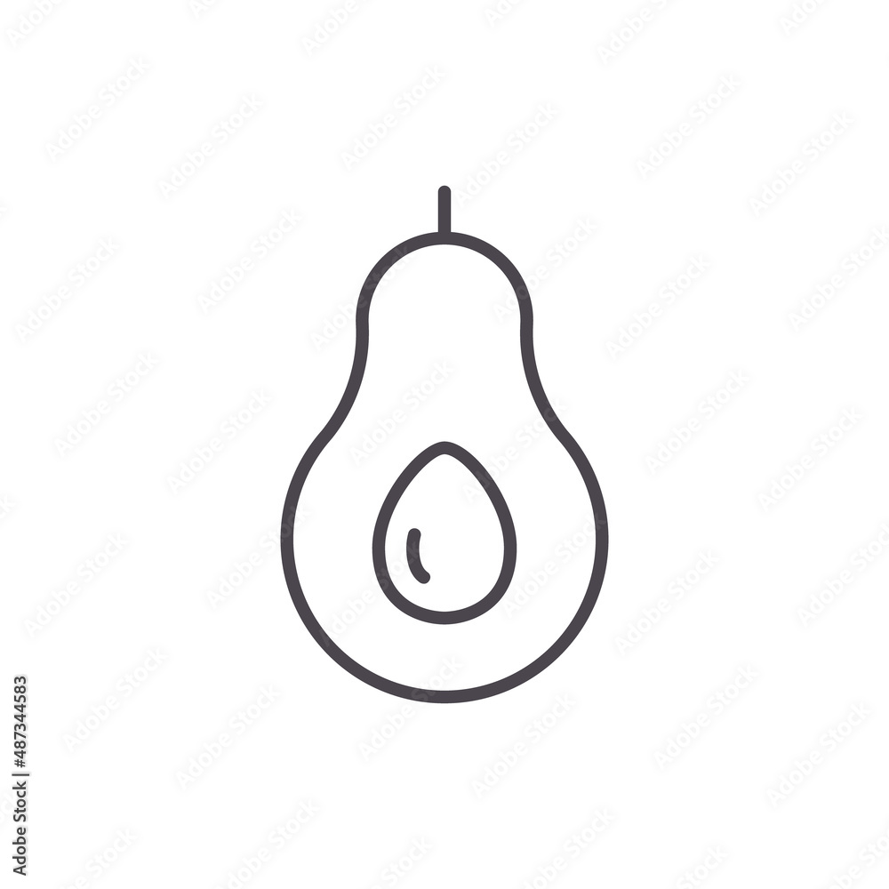 Avocado outline icon, Vector isolated simple line avocado symbol Avocado outline icon, Vector isolated simple line avocado symbol