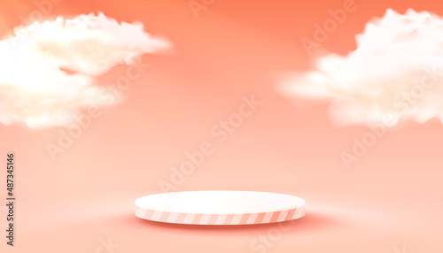 Stage podium with lighting, Stage Podium Scene with for Award, Decor element background. Vector