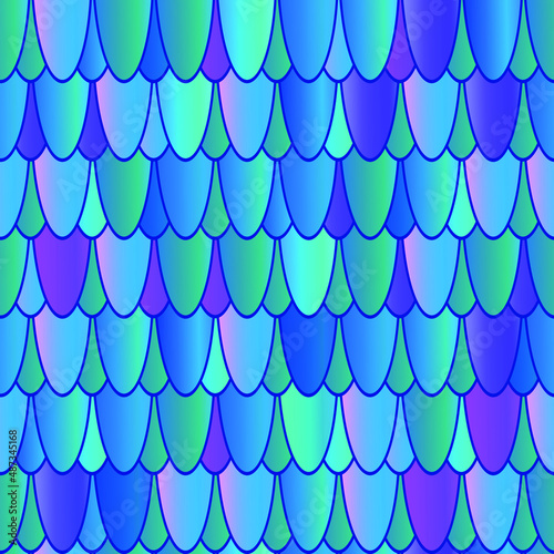 seamless pattern with colored stylized feathers and scales
