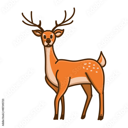 Hand drawn deer cartoon character illustration Animal. © Asman