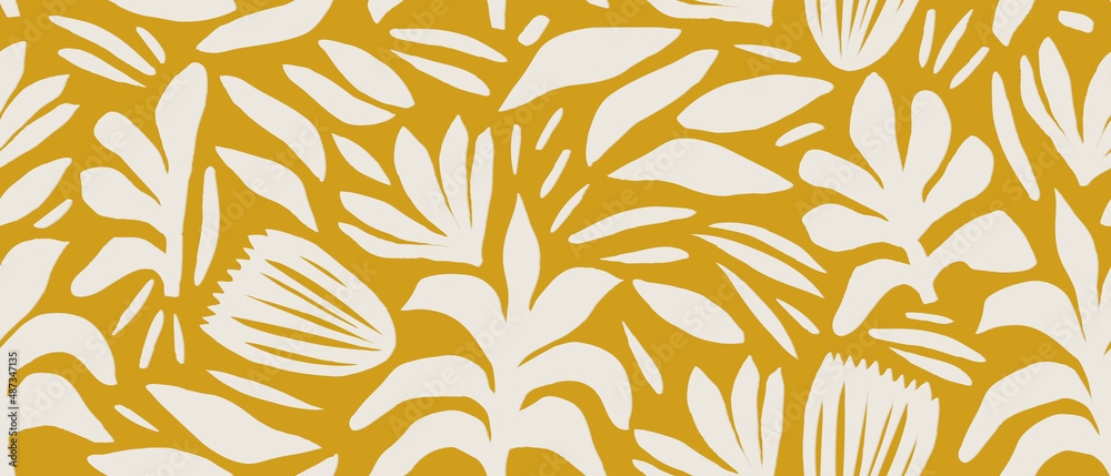 Hand drawn minimal bright abstract organic shapes pattern. Collage contemporary print. Fashionable template for design.
