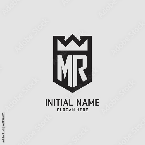 Initial MR logo shield shape, creative esport logo design