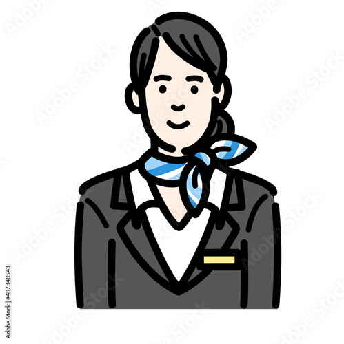 笑顔の客室乗務員の若い女性
