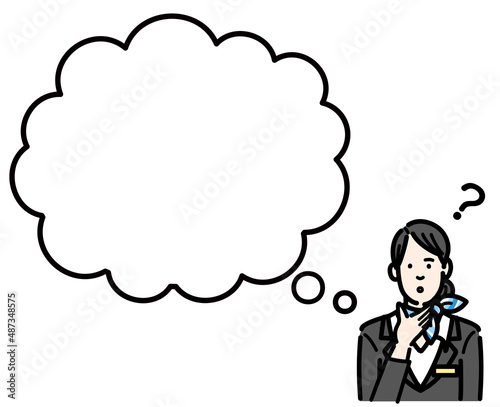 Wallpaper Mural 吹き出し　考えている若い客室乗務員の女性
 Torontodigital.ca