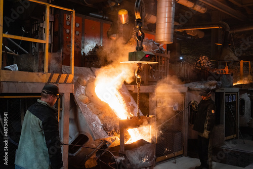 Casting metal in the old factory