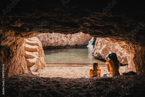 cave of Papafragas Milos, Cyclades Greece photo