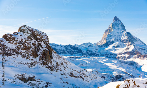 Majestic view of Matterhorn in Switzerland  one of highest summits in Alps and Europe.