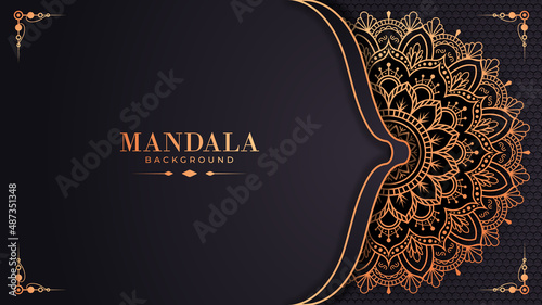 Luxury ornamental mandala design background in gold color. Abstract gold luxury pattern background