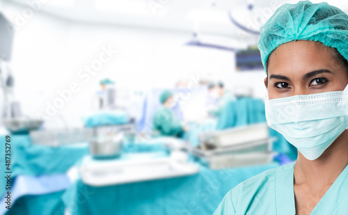 scrub nurse prepare equipments for emergency endovascular operation