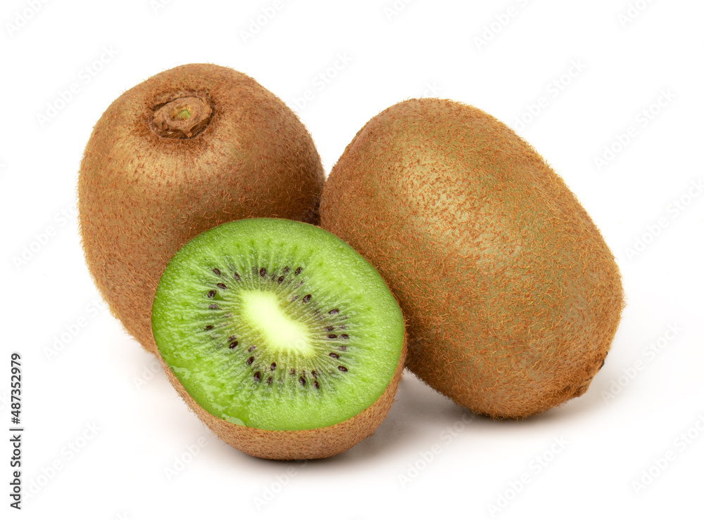 Kiwi fruit and Slices isolated on white background, Juicy kiwi Kiwi fruit and Slices isolated on white background, Juicy kiwi
