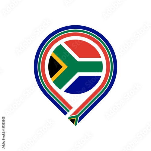 south africa flag map pin icon. isolated on white background