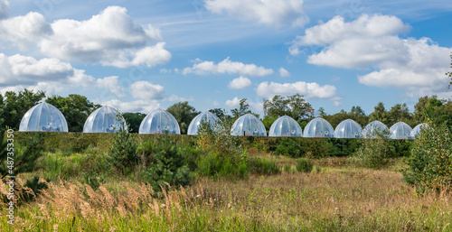 Field Research Centre with ecosystem rooms for studying climate change on ecosystems and biodiversity. Ecotron Hasselt University, Maasmechelen, Belgium. photo