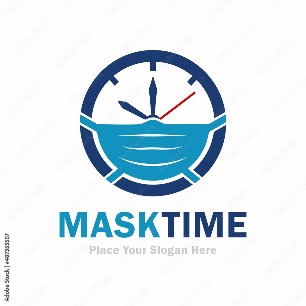Mask time vector logo template. Suitable for business, health, information, web and art Mask time vector logo template. Suitable for business, health, information, web and art