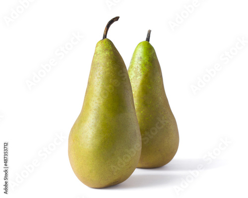 Two pears isolated on a white background. 