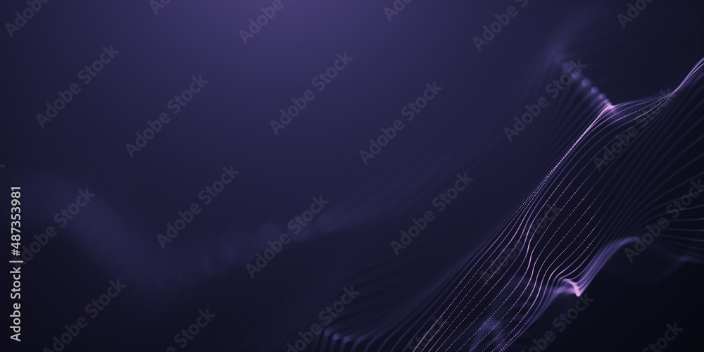 Abstract colorful digital particles wave with bokeh and light ...