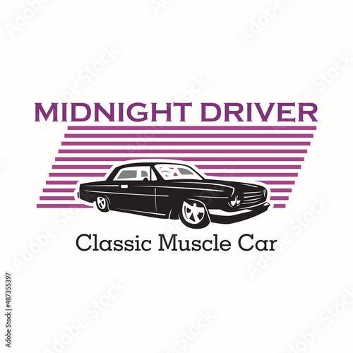 classic big engine car logo  silhouette of fast car vector illustration