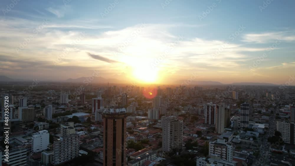 Vibrant Golden Sun Setting Behind Purple Mountains Fortaleza Brazil City Skyline Drone 4k Vibrant Golden Sun Setting Behind Purple Mountains Fortaleza Brazil City Skyline Drone 4k