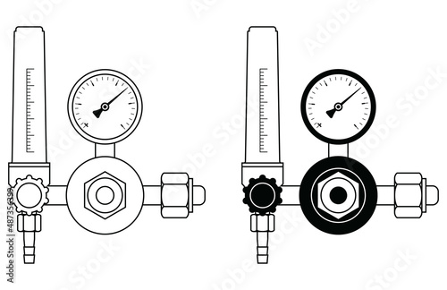 Regulator with flow meter. Vector illustration