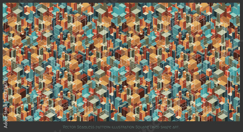 Vector Seamless pattern illustration Square lined shape art